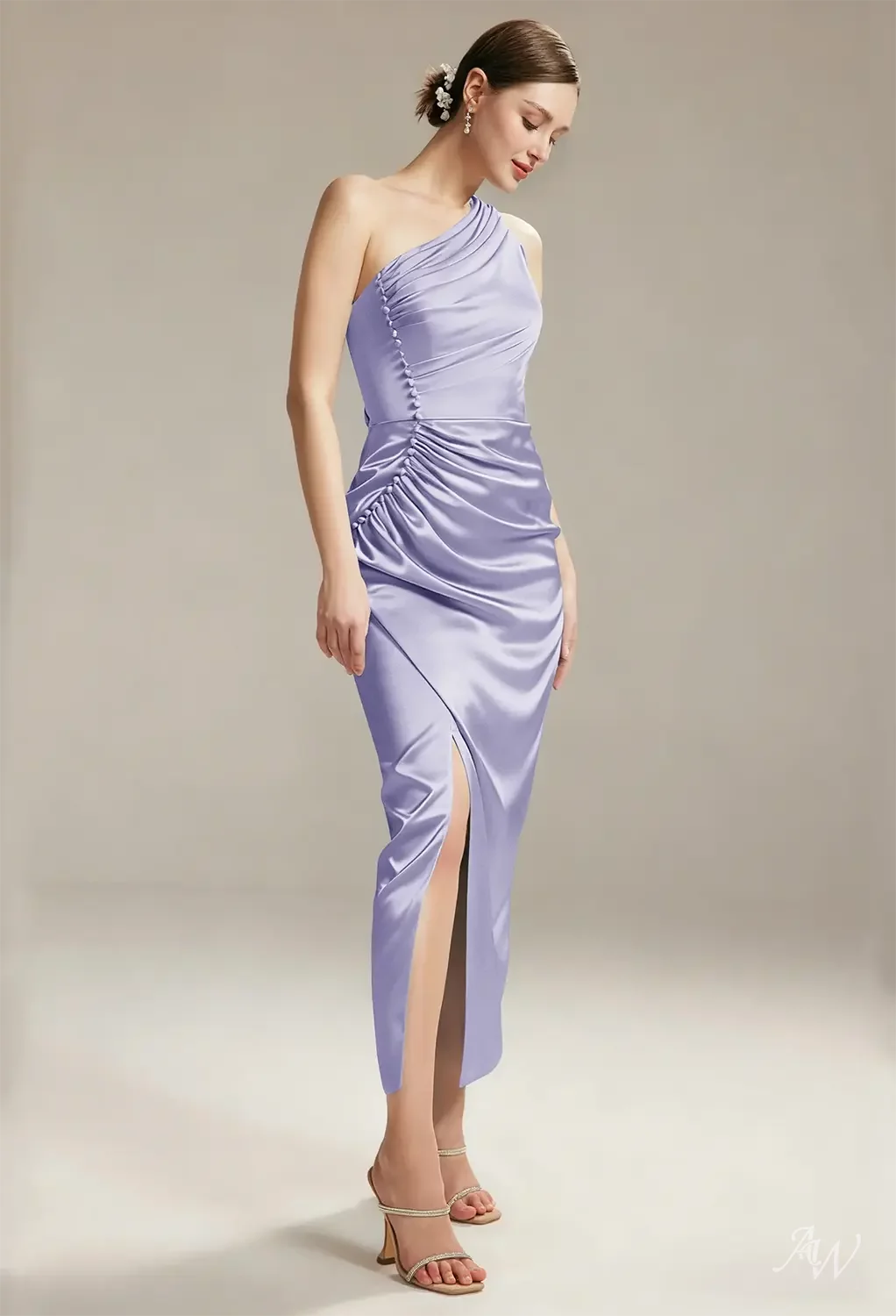 AW Myrtle Crystal Satin Purple Haze Bridesmaid Dresses | AW.Bridal
